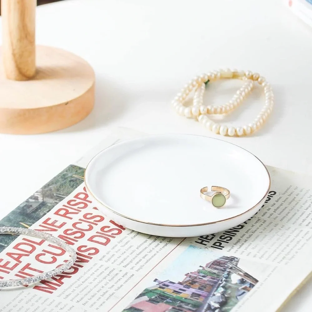 Ceramic White and Gold Jewelry Dish